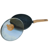 Tigaie Wok granit cu capac sticla 28 CM